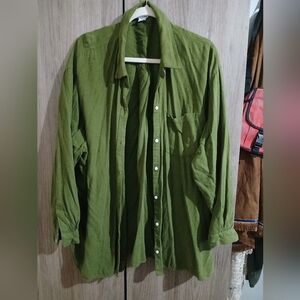Green Casual Button Down Top